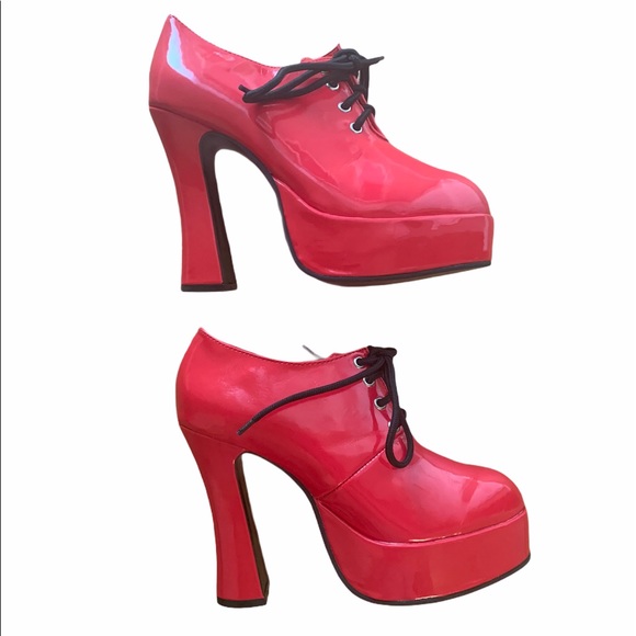 Chunky Heel Oxford Shoes in Red-Size 8 - Picture 4 of 7